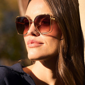 Jacqueline Square Sunglasses | Gold & Brown Gradient | DIFF  display picture 2