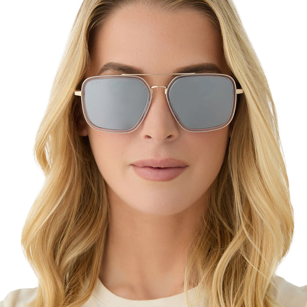 jordan - gold + clear crystal temple tips + silver mirror sunglasses 6