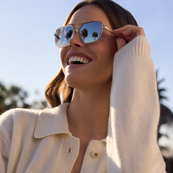 jordan - gold + clear crystal temple tips + silver mirror sunglasses 5