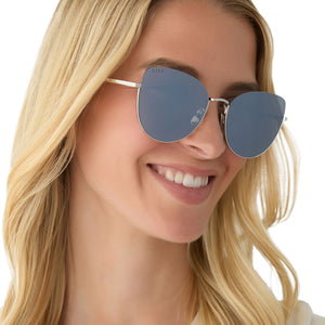 Kinsley Round Sunglasses | Silver & Silver Mirror | DIFF Eyewear