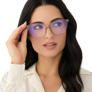 Leah Square Readers | Light Pink Crystal | DIFF Eyewear display picture 1