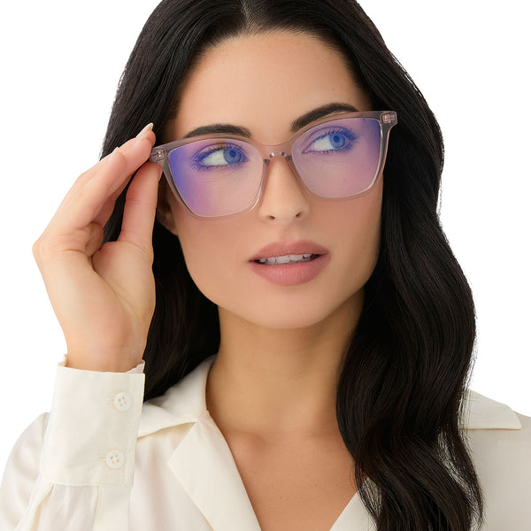 leah - light pink crystal + blue light readers 1