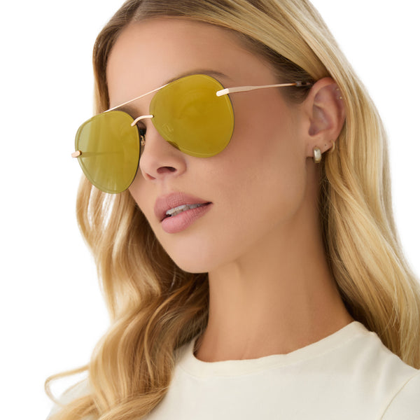 lenox - brushed gold + moss mirror + polarized sunglasses 1