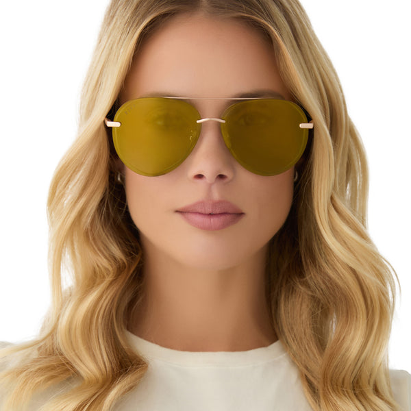 lenox - brushed gold + moss mirror + polarized sunglasses 5