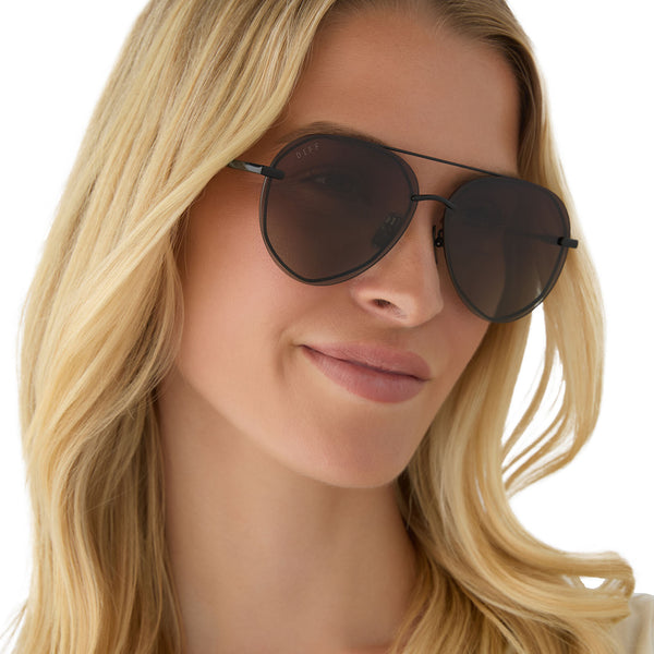 lenox - black + black temple tips + brown gradient + polarized sunglasses 6