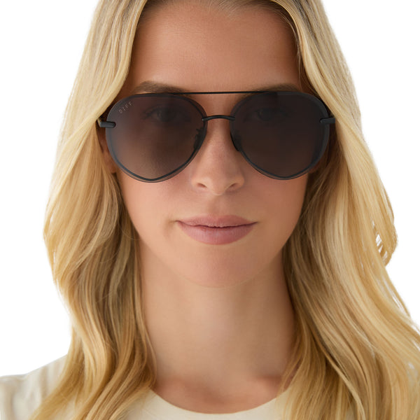 lenox - black + black temple tips + brown gradient + polarized sunglasses 5