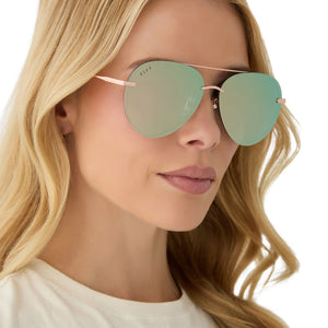 LENOX - BRUSHED CHAMPAGNE + COOL MATCHA MIRROR + POLARIZED SUNGLASSES