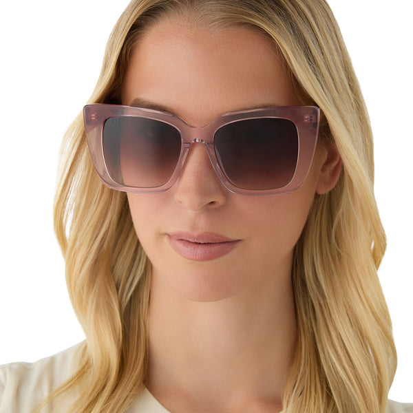 lizzy - light pink crystal + fleur tips + brown gradient sunglasses 1