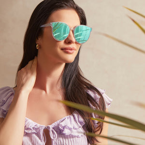 Gemma Round Sunglasses | Opalescent Turquoise & Ice Mirror  display picture 2