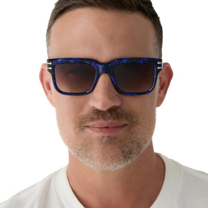 Stylish Blue and Brown Sunglasses Wicked Elphaba Sunglasses | Blue Tort & Brown Gradient  main image 4