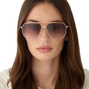 Berkely XS Navigator Sunglasses | Gold & Brown Gradient | DIFF Eyewear