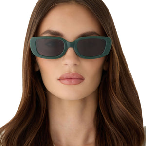 Daphne Rectangle Sunglasses | Fairway Green & Grey | DIFF  display picture 2