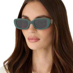 Daphne Rectangle Sunglasses | Fairway Green & Grey | DIFF Eyewear