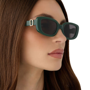Daphne Rectangle Sunglasses | Fairway Green & Grey | DIFF Eyewear