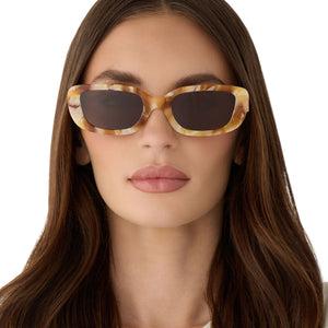Daphne Rectangle Sunglasses | Gilded Tort + Ivory & Brown | DIFF