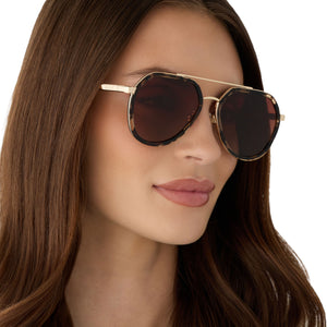 Joey Round Sunglasses | Espresso Tort + Gold & Brown | DIFF Eyewear