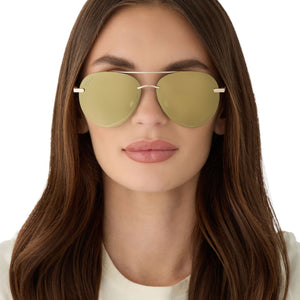 Lenox XS Aviator Sunglasses | Gold & Green + Gold Flash | DIFF Eyewear