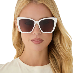 Becky II Cateye Sunglasses | White Cloud & Brown Gradient | DIFF