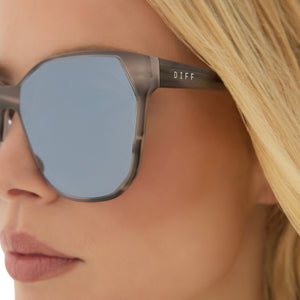 Gia Square Sunglasses | Smoke Marble & Grey & Silver Flash | DIFF