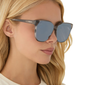 Gia Square Sunglasses | Smoke Marble & Grey & Silver Flash | DIFF