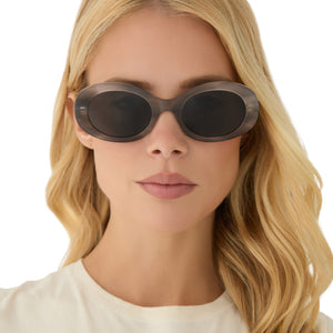 Women\'s Smoky Gray Oversized Sunglasses - Brown Lenses Miller Square Sunglasses: Women main image 2