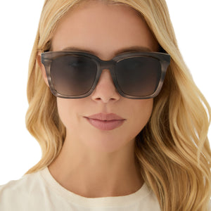 Women\'s Smoky Gray Oversized Sunglasses - Brown Lenses Miller Square Sunglasses: Women main image 3