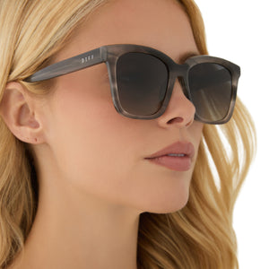 Diff Eyewear Meredith Snowbound Frame Grey Gradient Lens Sunglasses w/ Case 54mm Diff Eyewear “Meredith” Aubergine Silver Flash Sunglasses  main image 3