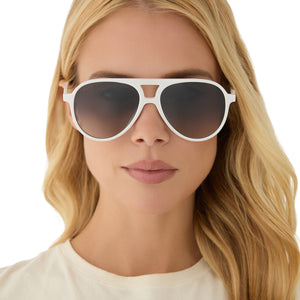 Tosca II Aviator Sunglasses | White Cloud & Grey & Silver Flash