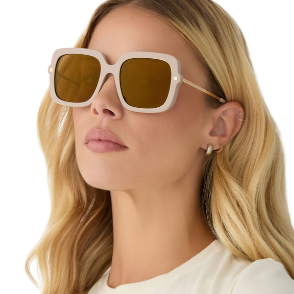 sandra - almond + brown gold flash sunglasses 6