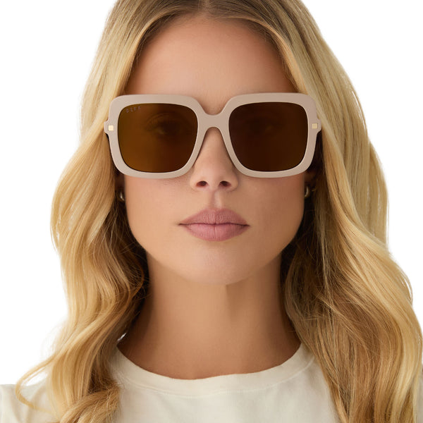 sandra - almond + brown gold flash sunglasses 7
