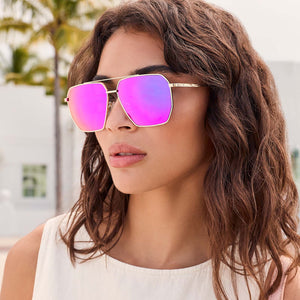 Berkely Navigator Sunglasses | Gold & Pink Rush Mirror | DIFF Eyewear
