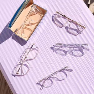 Soo CUTE !! Diff Eyewear BECKY IV Vintage  Crystal Becky IV Cat Eye Prescription Glasses | Clear Crystal + Gold  main image 2