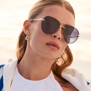 Lenox Aviator Sunglasses | Gold & Blue Gradient Polarized  display picture 1