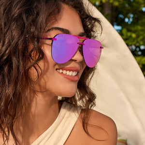 Tahoe Aviator Sunglasses | Pink Rush & Pink Rush Mirror | DIFF Eyewear