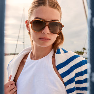 Tosca III Aviator Sunglasses | Tawny Tort & Brown Gradient | DIFF