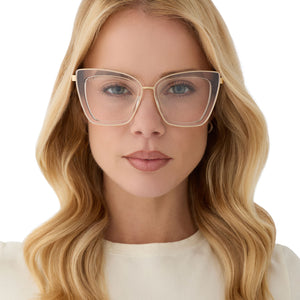 Becky IV Cat Eye Prescription Glasses | Clear Crystal + Gold  display picture 2