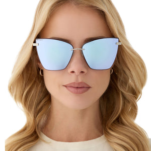 Becky V Cat Eye Sunglasses | Silver & Lavender Mirror | DIFF Eyewear