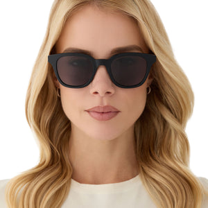 Diff Eyewear Black Women\'s Rounded Polarized Sunglasses Lainey Oval Sunglasses | Black & Brown | DIFF Eyewear main image 3