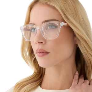 Bridget Round Prescription Glasses | Clear + Gold | DIFF Eyewear display picture 2
