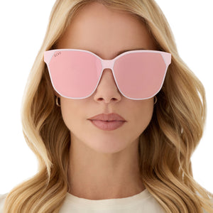 f-beauty55 Gia Square Sunglasses | Powder Pink & Cherry Blossom Mirror | DIFF