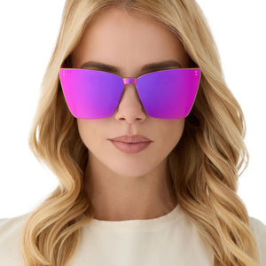 ラグジュアリーローゼ、リュクスサンフラワー、オートクチュールミラー Goldie Cat Eye Sunglasses | Bright Tulip & Pink Rush Mirror | DIFF