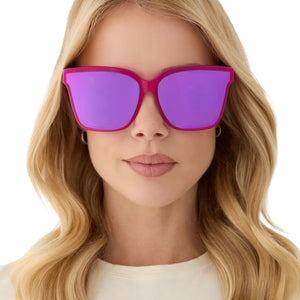 Meredith II Square Sunglasses | Bright Tulip & Pink Mirror | DIFF