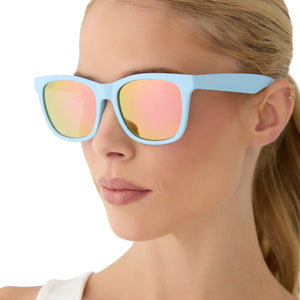 Storm Square Sunglasses | Blue & Sherbert Rainbow Mirror  display picture 2