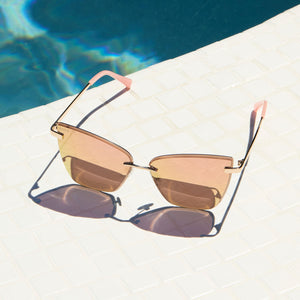 BECKY V - GOLD + PEACH MIRROR SUNGLASSES