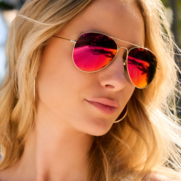 cruz - gold + red hot summer mirror + polarized sunglasses 5
