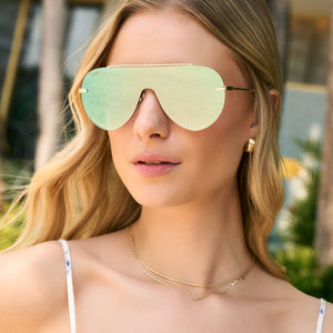 IMANI - GOLD + COOL MATCHA MIRROR SUNGLASSES