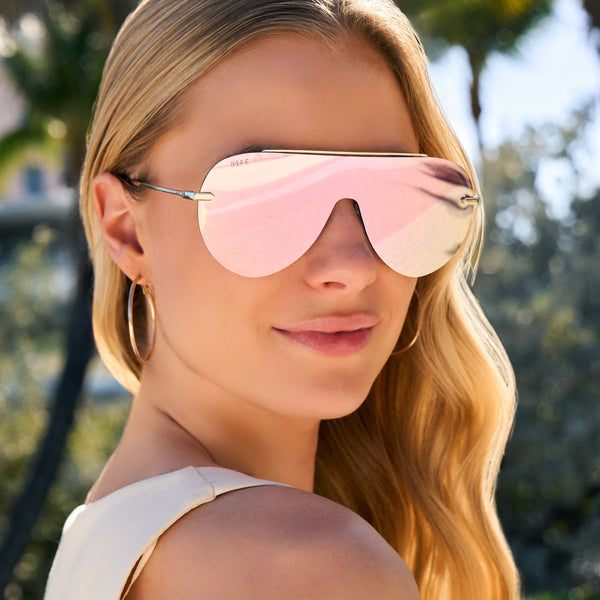 imani - gold + cherry blossom mirror sunglasses 5
