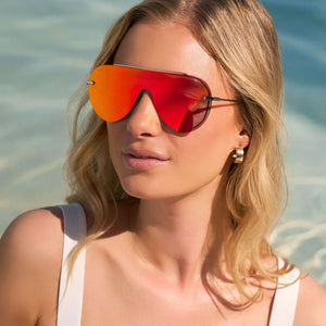 IMANI - GUNMETAL + RED HOT SUMMER MIRROR SUNGLASSES