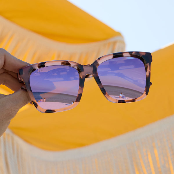 meredith - cream tortoise + pink mirror sunglasses 7