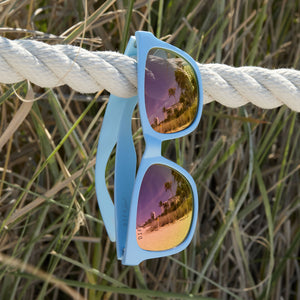 Storm Square Sunglasses | Blue & Sherbert Rainbow Mirror | DIFF